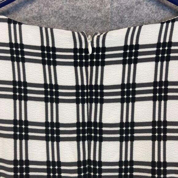 ELLE Black White Plaid Fit & Flare Dress Handkerchief Hem Size Large Zipper EUC - Picture 11 of 15